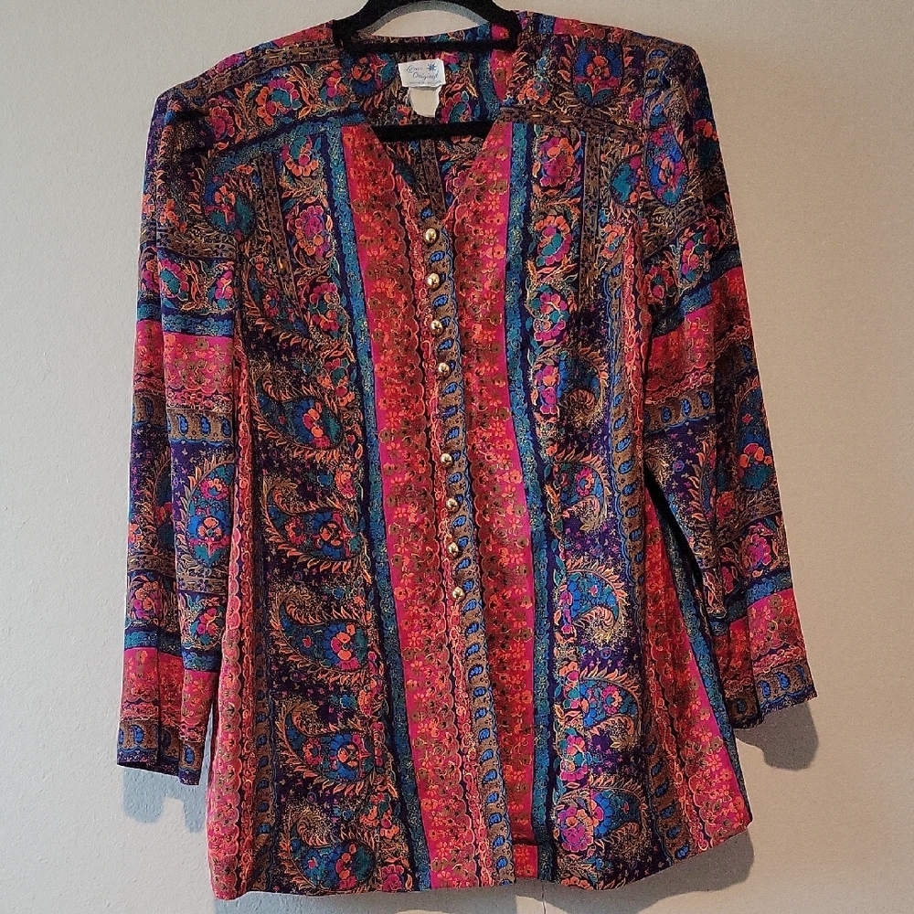 LORAC Original Paisley Open Jacket in Pink, Teal, Purple and Gold